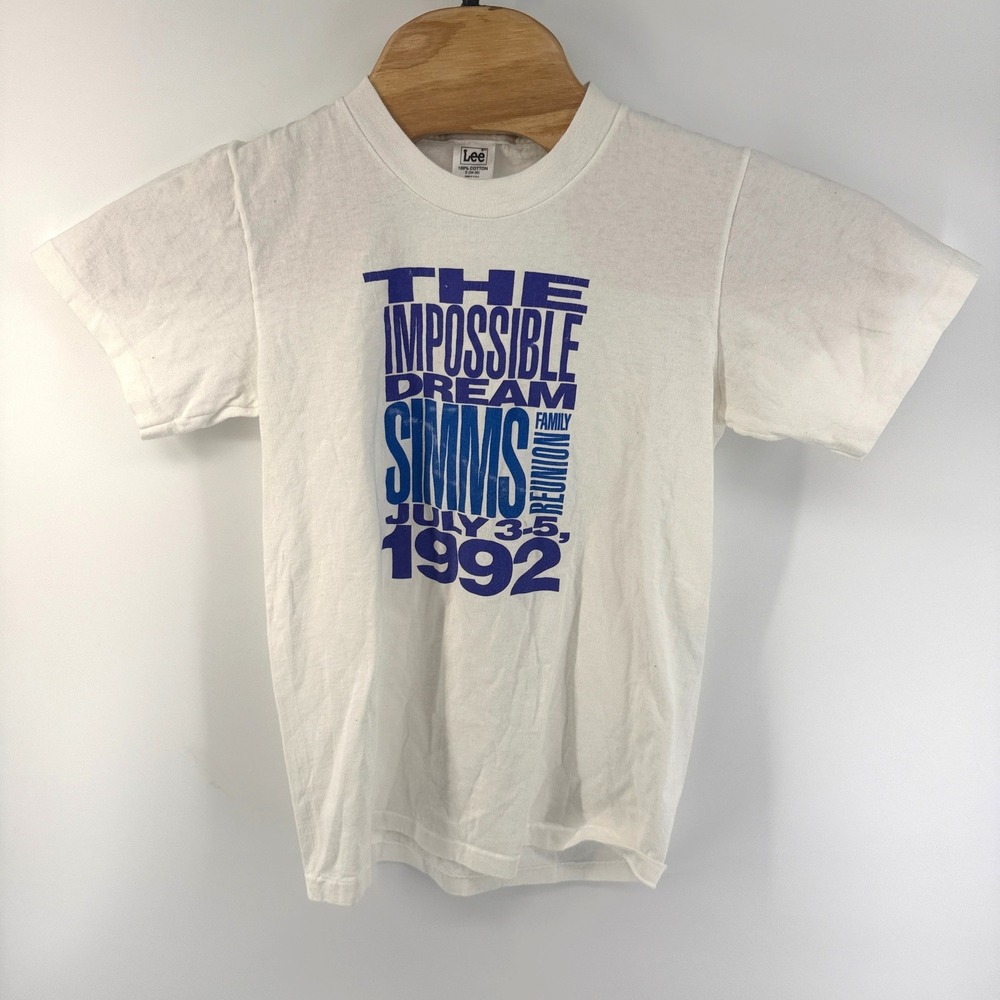 Vintage 1992 Lee The Impossible Dream Simms Family Reunion T-Shirt White Small